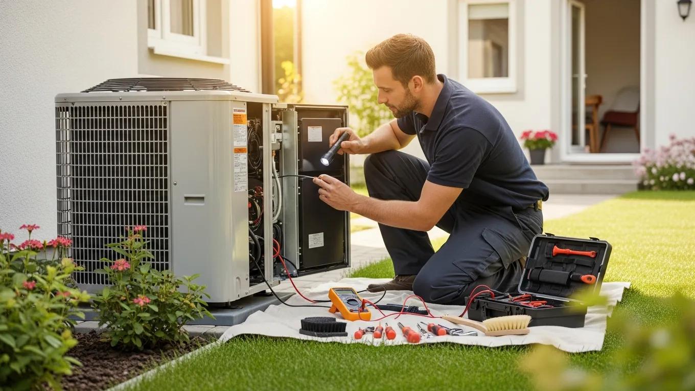 Seasonal HVAC Maintenance Checklist for Peak Performance 1 hvac technician performing seasonal maintenance on a home heating and cooling system 9a8ef469 8009 4e5c b2d7 83c0f566d6c2